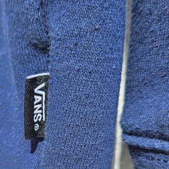 Vans Boys Hoodie Large Navy Blue Off The Wall Logo Pullover Sweatshirt Checker - Picture 4 of 8